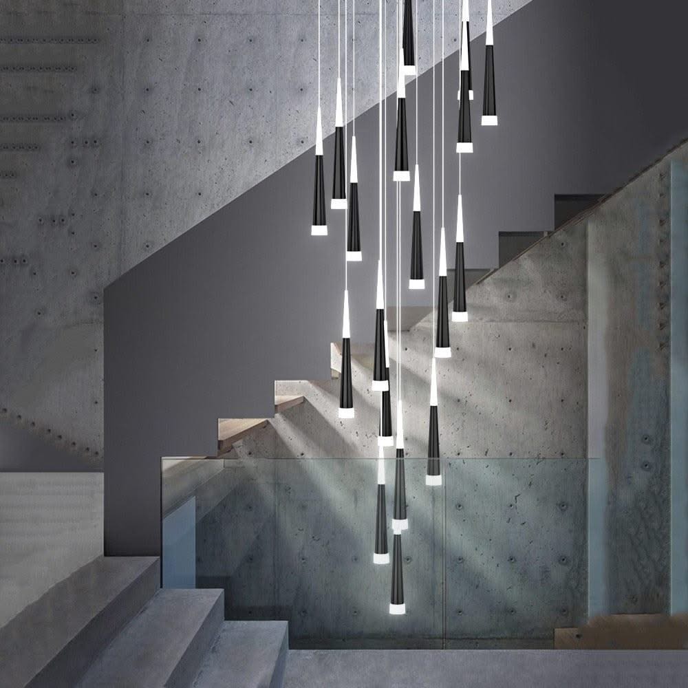ChandeliersDecor.com-Staircase Chandelier-Cone Tubes Staircase Chandelier: Exquisite Illumination