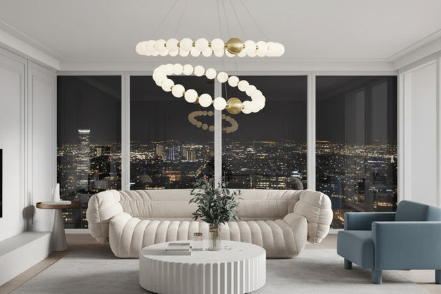 Copper Molecular Balls Chandelier for Living Room-ChandeliersDecor.com