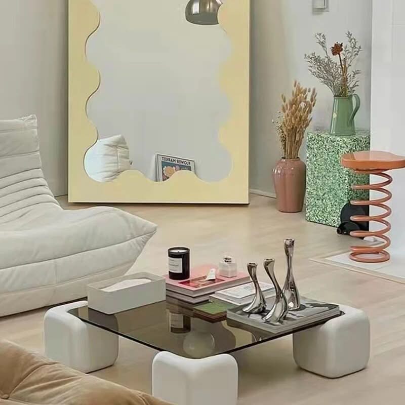 Crystal Clear Pine Wood Square Coffee Table-ChandeliersDecor.com