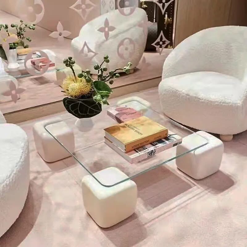 Crystal Clear Pine Wood Square Coffee Table-ChandeliersDecor.com