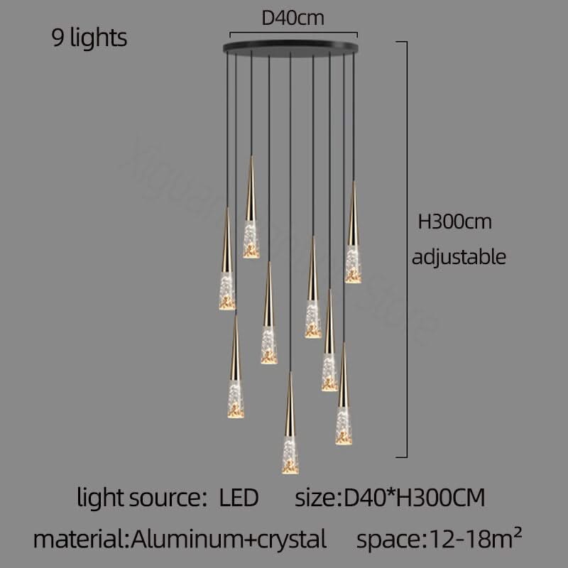 Crystal Cones Staircase Chandelier - Stunning Ambiance-ChandeliersDecor.com