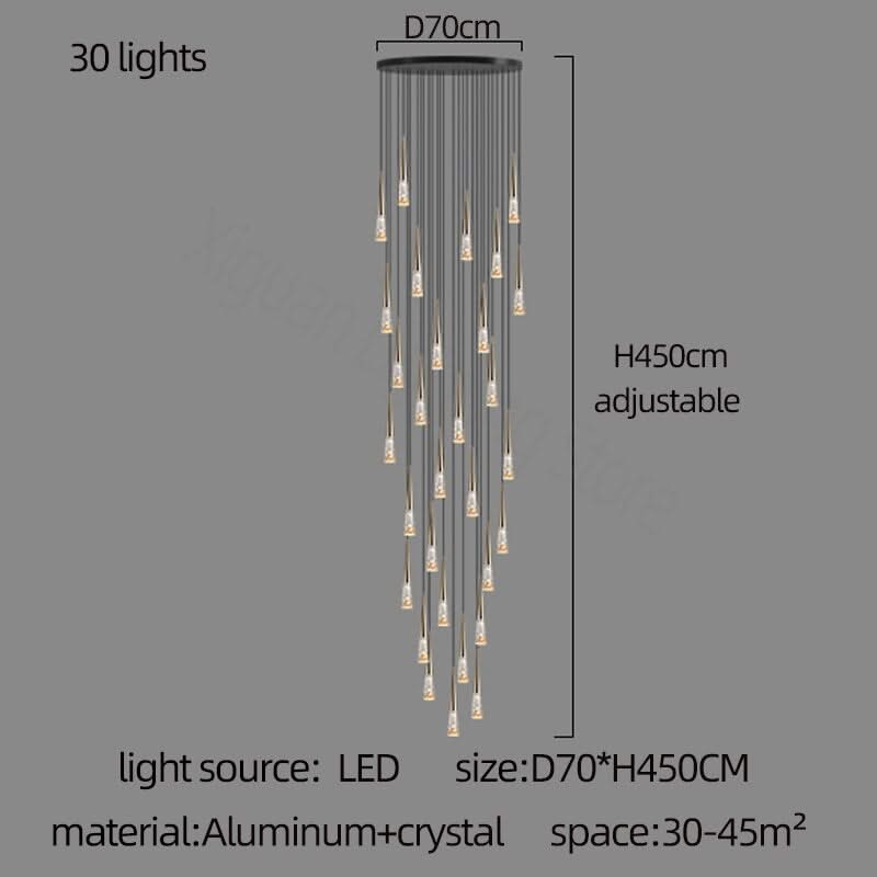 Crystal Cones Staircase Chandelier - Stunning Ambiance-ChandeliersDecor.com