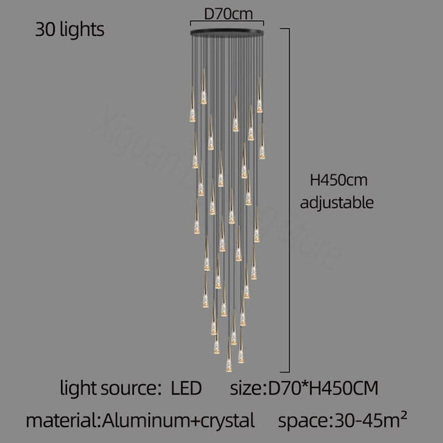 Crystal Cones Staircase Chandelier - Stunning Ambiance-ChandeliersDecor.com