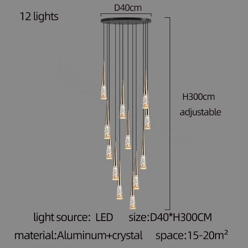 Crystal Cones Staircase Chandelier - Stunning Ambiance-ChandeliersDecor.com