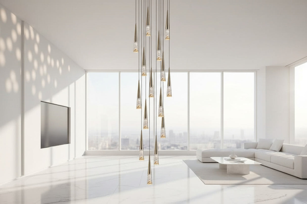 Crystal Cones Staircase Chandelier - Stunning Ambiance-ChandeliersDecor.com