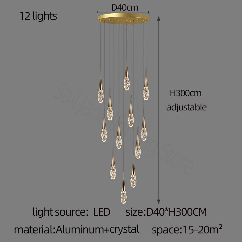 ChandeliersDecor.com-Staircase Chandelier-Crystal Cones Staircase Chandelier – Stunning Elegance