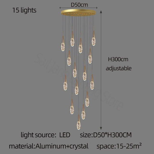 Crystal Cones Staircase Chandelier – Stunning Elegance-ChandeliersDecor.com