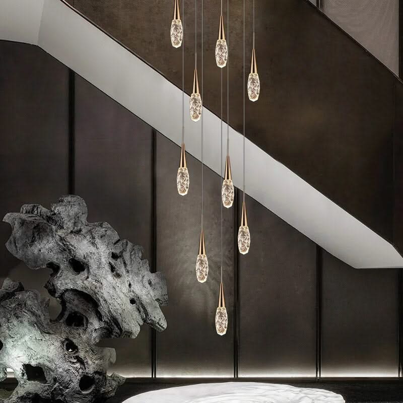 Crystal Cones Staircase Chandelier – Stunning Elegance-ChandeliersDecor.com