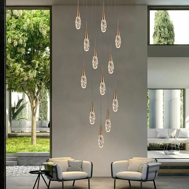 Crystal Cones Staircase Chandelier – Stunning Elegance-ChandeliersDecor.com