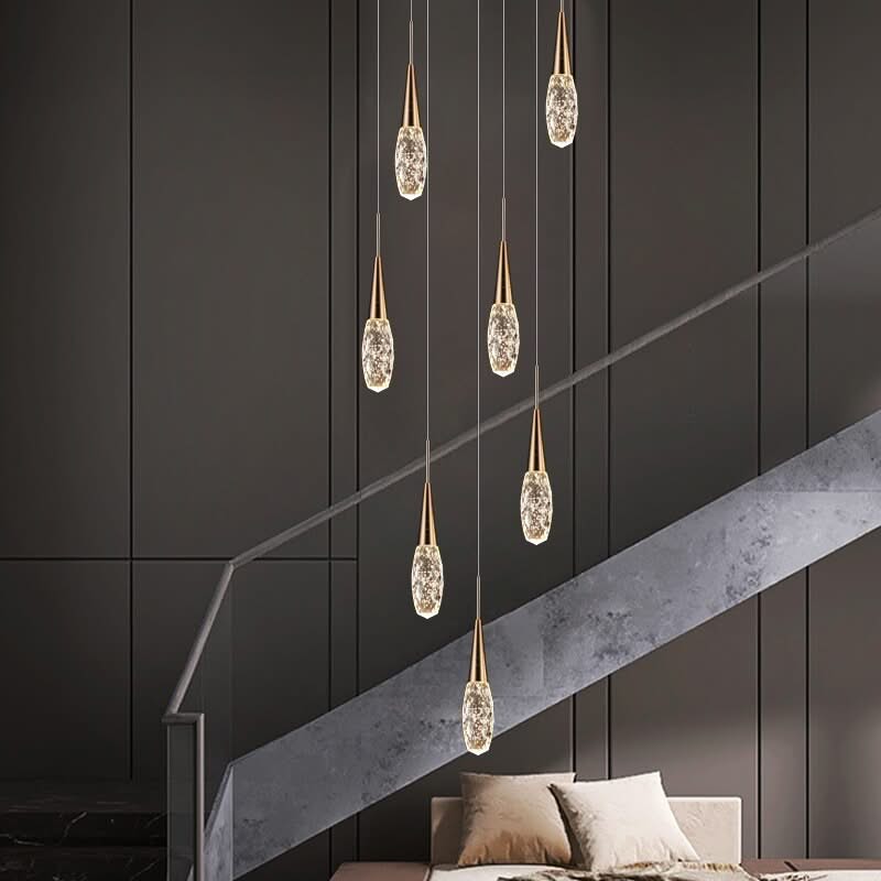 Crystal Cones Staircase Chandelier – Stunning Elegance-ChandeliersDecor.com