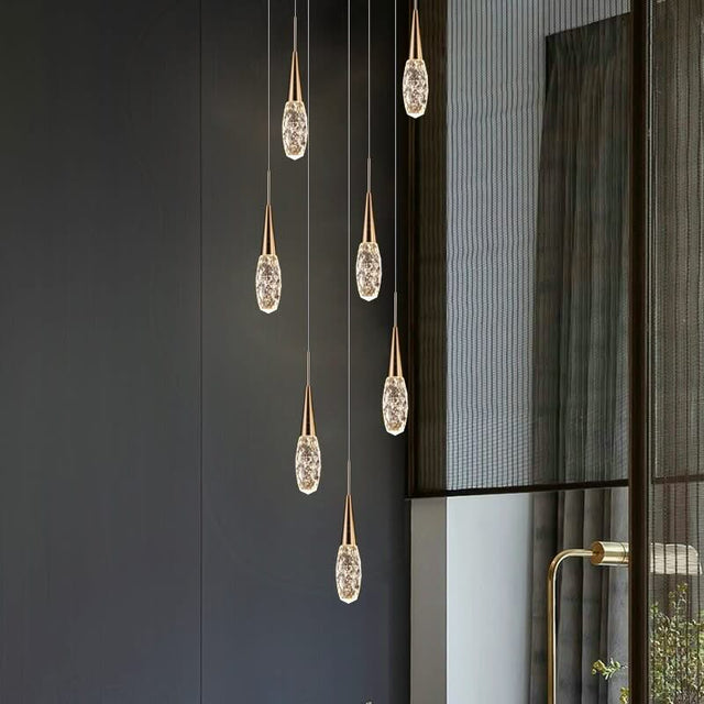 Crystal Cones Staircase Chandelier – Stunning Elegance-ChandeliersDecor.com