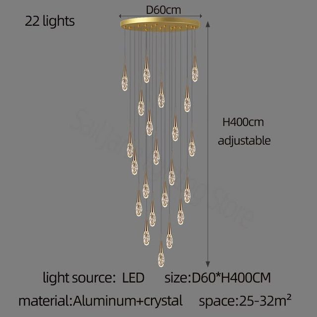 Crystal Cones Staircase Chandelier – Stunning Elegance-ChandeliersDecor.com