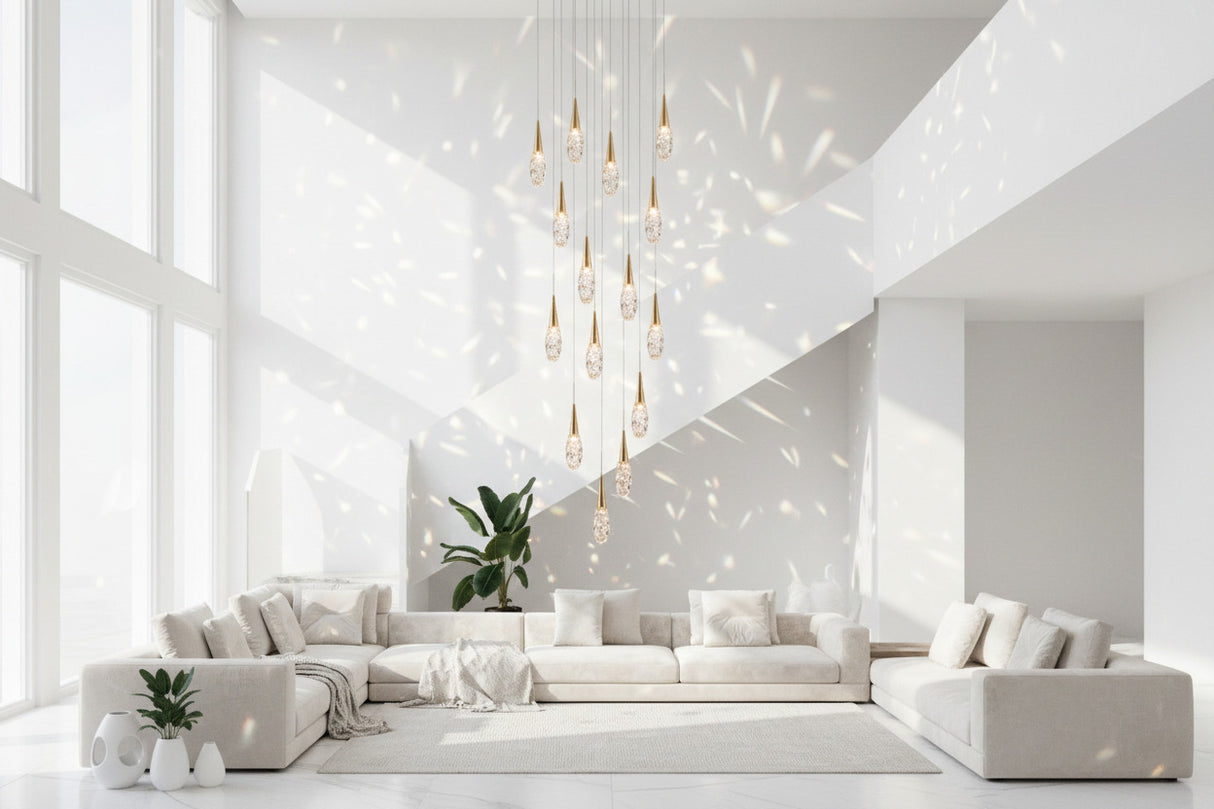 Crystal Cones Staircase Chandelier – Stunning Elegance-ChandeliersDecor.com