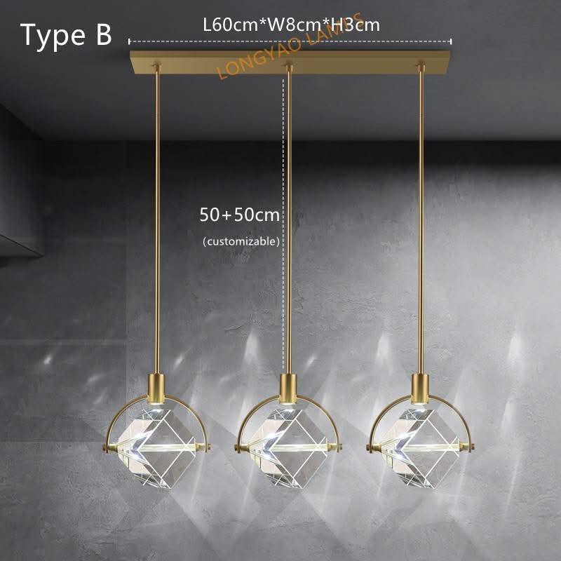 Crystal Cube LED Rotatable Pendant Chandelier-ChandeliersDecor.com