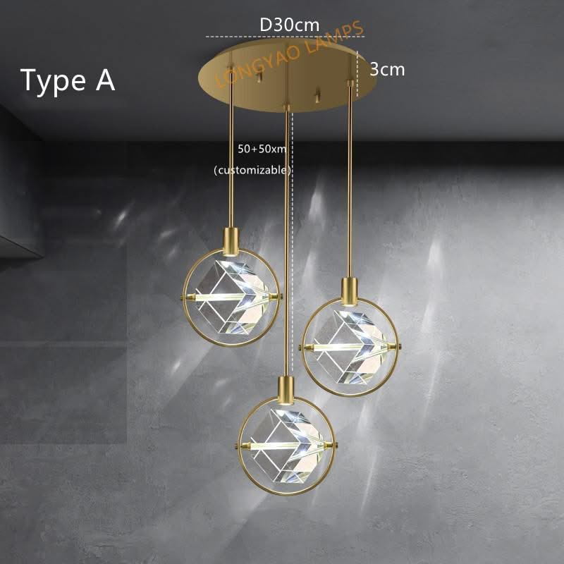 Crystal Cube LED Rotatable Pendant Chandelier-ChandeliersDecor.com