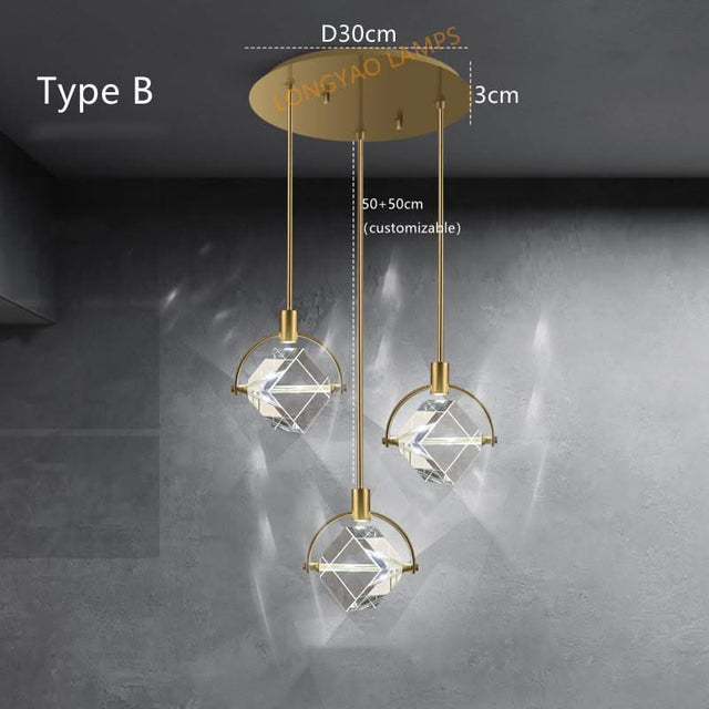 Crystal Cube LED Rotatable Pendant Chandelier-ChandeliersDecor.com