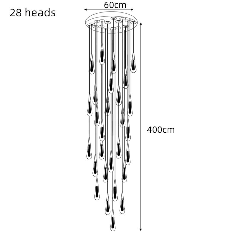 Crystal Drops Staircase Chandelier: Elegant Lighting-ChandeliersDecor.com