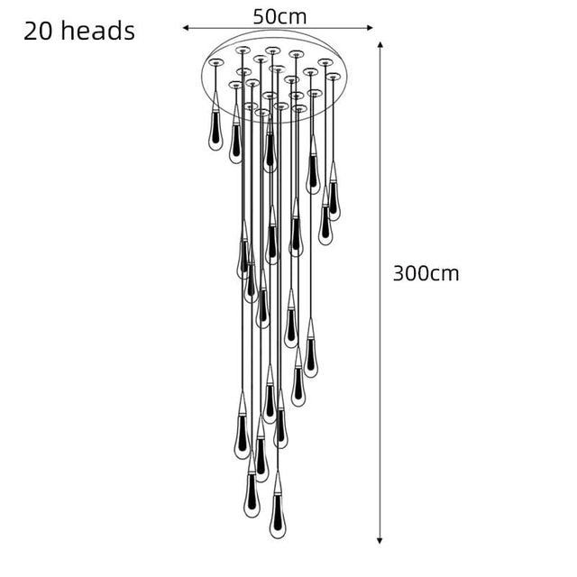 Crystal Drops Staircase Chandelier: Elegant Lighting-ChandeliersDecor.com