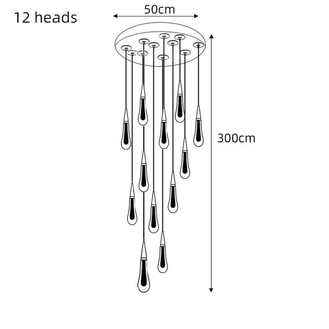 Crystal Drops Staircase Chandelier: Elegant Lighting-ChandeliersDecor.com