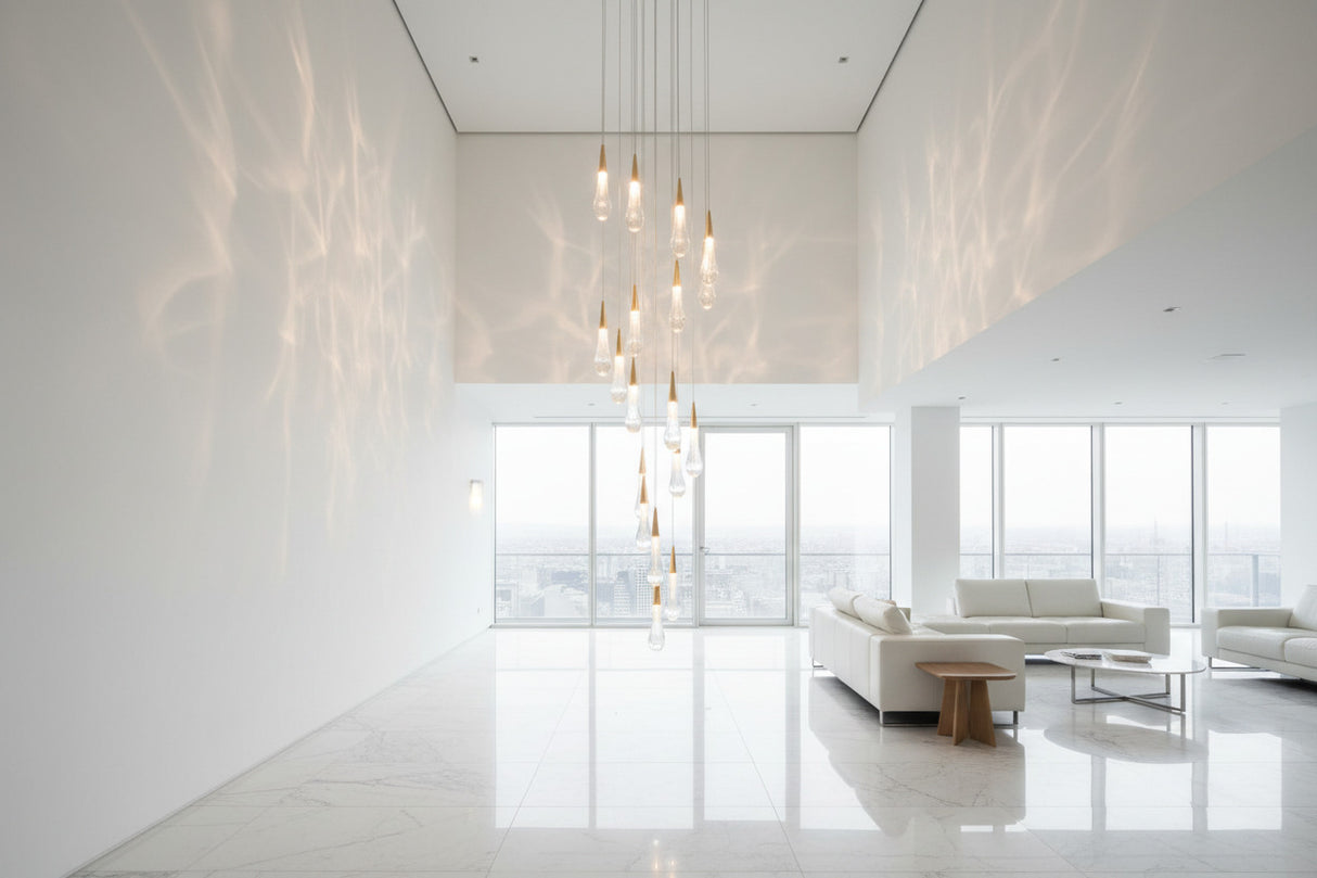 Crystal Drops Staircase Chandelier: Elegant Lighting-ChandeliersDecor.com