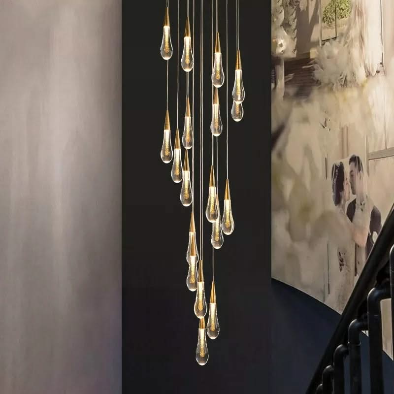Crystal Drops Staircase Chandelier: Elegant Lighting-ChandeliersDecor.com