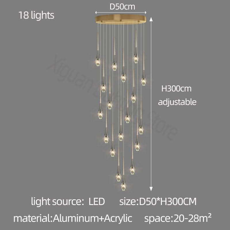 ChandeliersDecor.com-Staircase Chandelier-Crystal Drops Staircase Chandelier - Exquisite Home Lighting