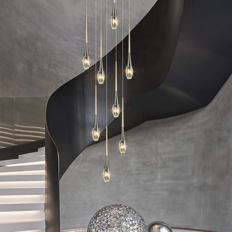 ChandeliersDecor.com-Staircase Chandelier-Crystal Drops Staircase Chandelier - Exquisite Home Lighting
