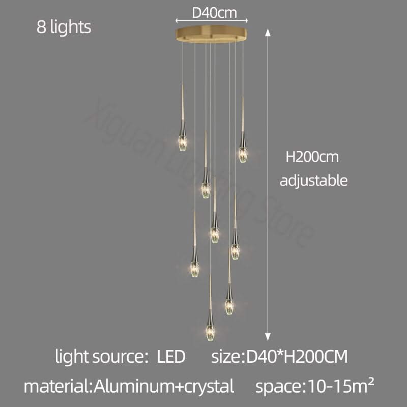 ChandeliersDecor.com-Staircase Chandelier-Crystal Drops Staircase Chandelier - Exquisite Home Lighting