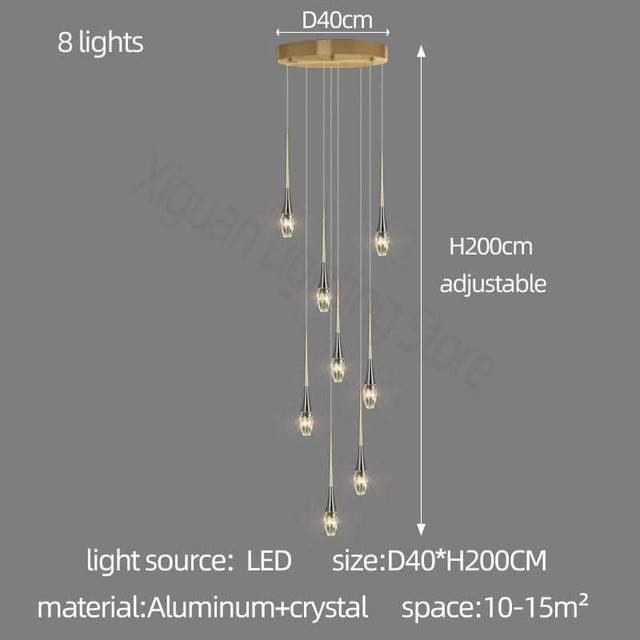 Crystal Drops Staircase Chandelier - Exquisite Home Lighting-ChandeliersDecor.com