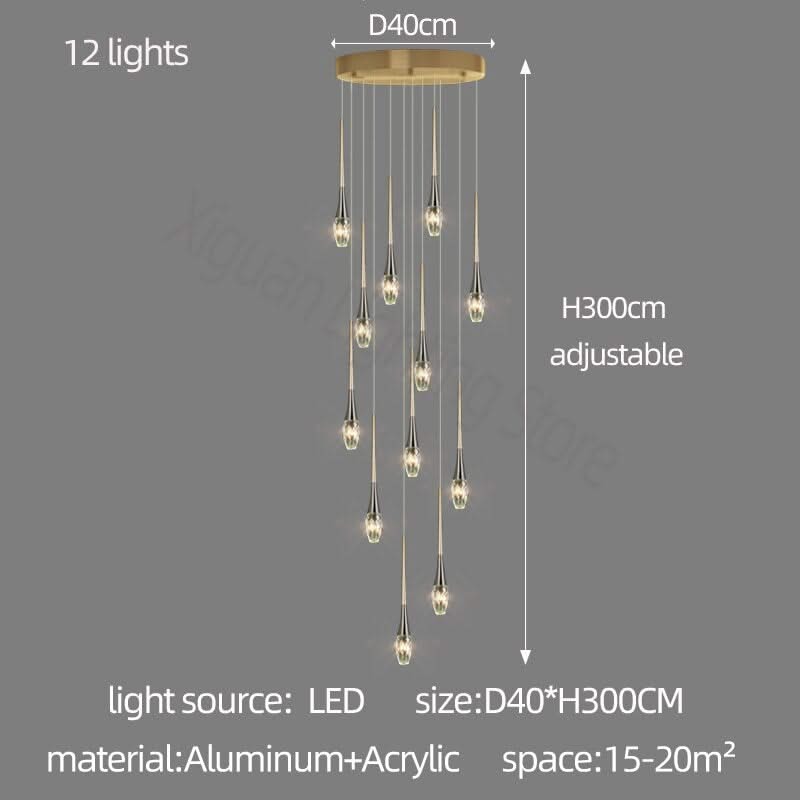 ChandeliersDecor.com-Staircase Chandelier-Crystal Drops Staircase Chandelier - Exquisite Home Lighting