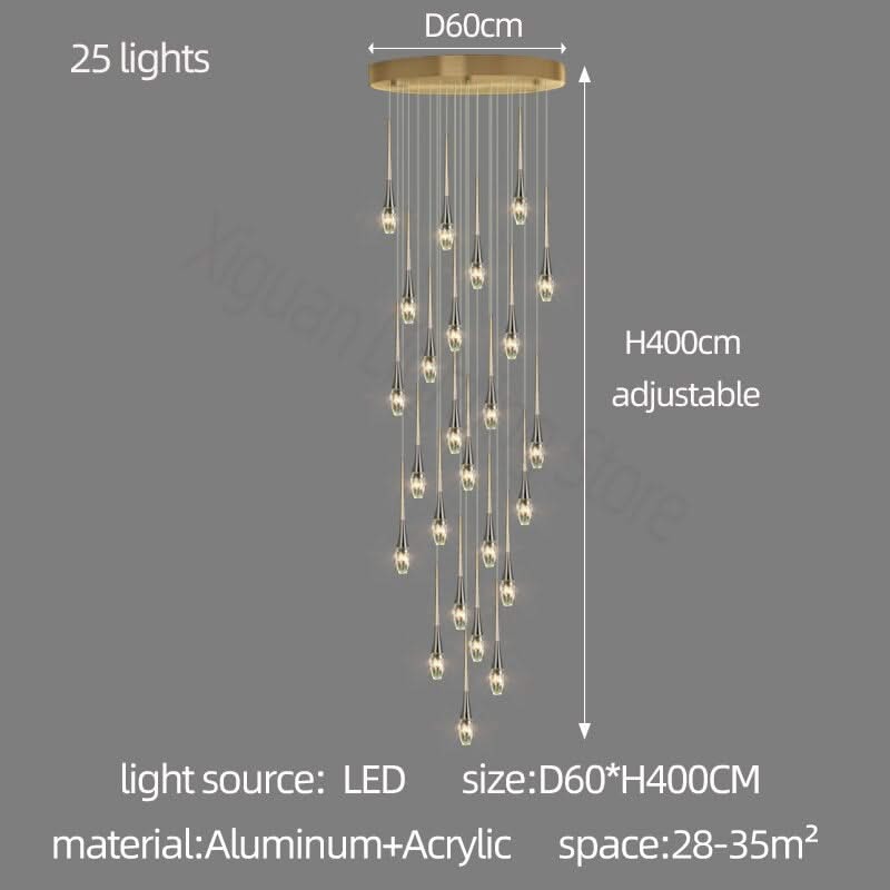 ChandeliersDecor.com-Staircase Chandelier-Crystal Drops Staircase Chandelier - Exquisite Home Lighting