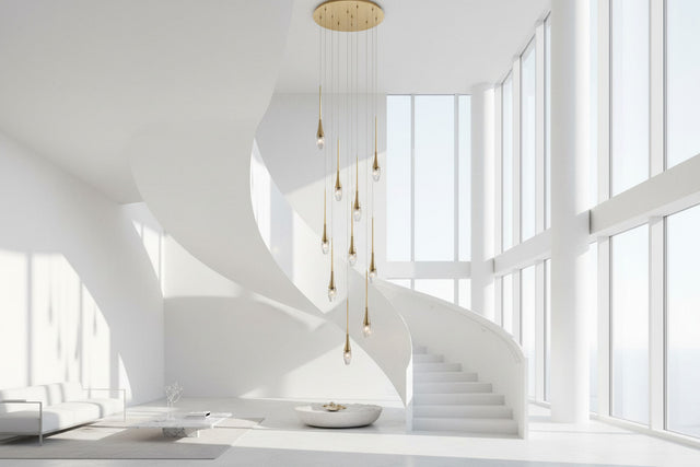 Crystal Drops Staircase Chandelier - Exquisite Home Lighting-ChandeliersDecor.com