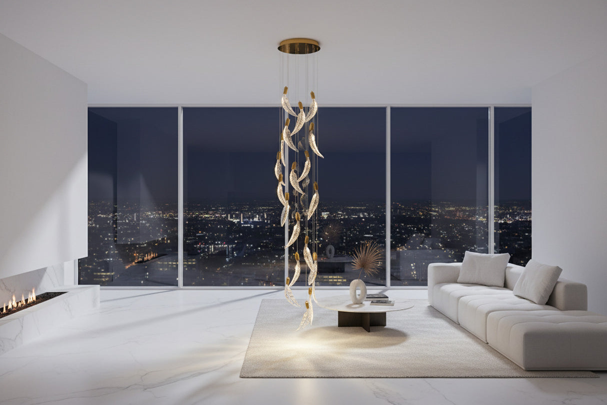 ChandeliersDecor.com-Chandeliers-Crystal Feather Chandelier - Exquisite Lighting Décor