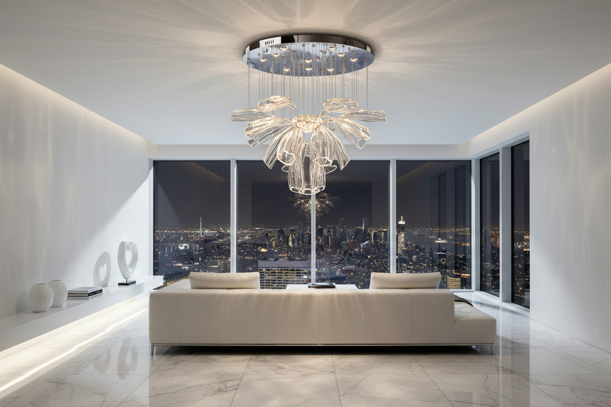 ChandeliersDecor.com-Chandeliers-Crystal Glass Petals Chandelier: Elegant Lighting Fixtures