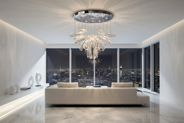 ChandeliersDecor.com-Chandeliers-Crystal Glass Petals Chandelier: Elegant Lighting Fixtures