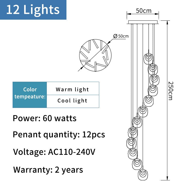 ChandeliersDecor.com-Staircase Chandelier-Crystal LED Pendant Chandelier – Rotating Staircase Lighting