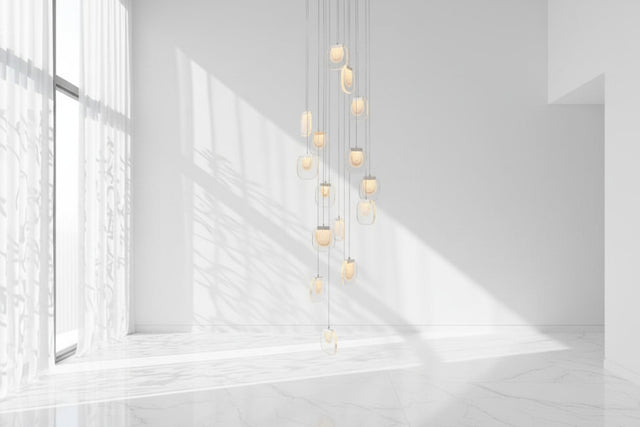 Crystal LED Pendant Chandelier – Rotating Staircase Lighting-ChandeliersDecor.com