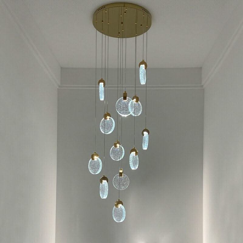 ChandeliersDecor.com-Staircase Chandelier-Crystal Rings Staircase Chandelier: Premium Lighting