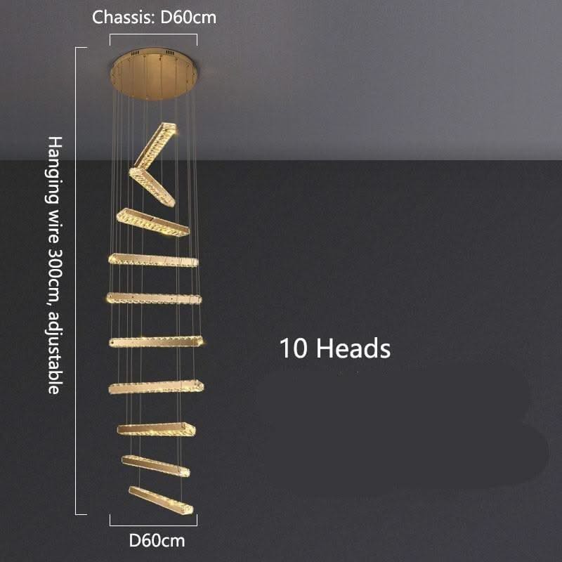 ChandeliersDecor.com-Staircase Chandelier-Crystal Rotating Bars Stairs LED Chandelier