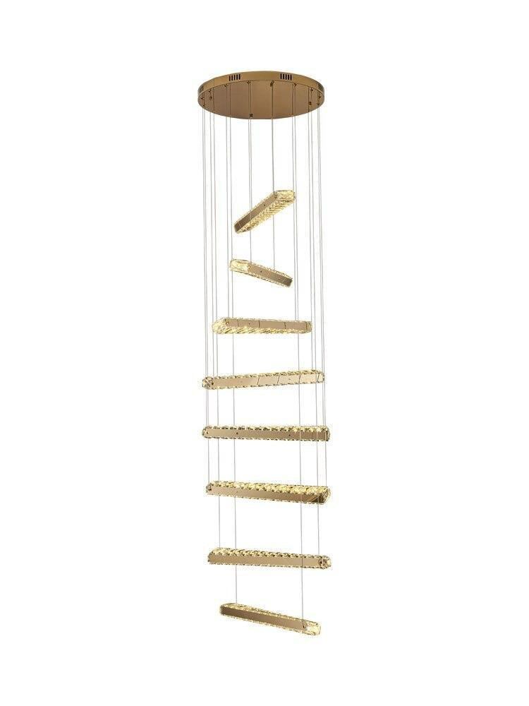 ChandeliersDecor.com-Staircase Chandelier-Crystal Rotating Bars Stairs LED Chandelier