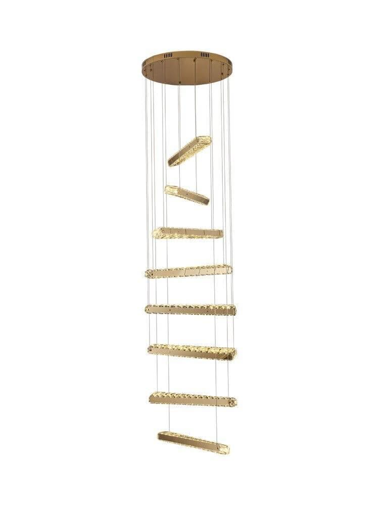 ChandeliersDecor.com-Staircase Chandelier-Crystal Rotating Bars Stairs LED Chandelier