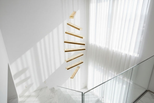 ChandeliersDecor.com-Staircase Chandelier-Crystal Rotating Bars Stairs LED Chandelier