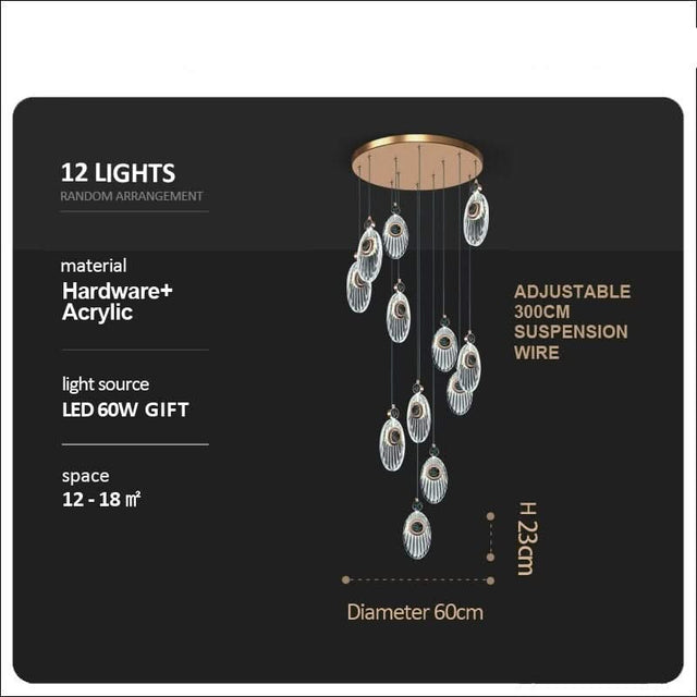 Crystal Shell Staircase Chandelier - Exquisite Lighting-ChandeliersDecor.com