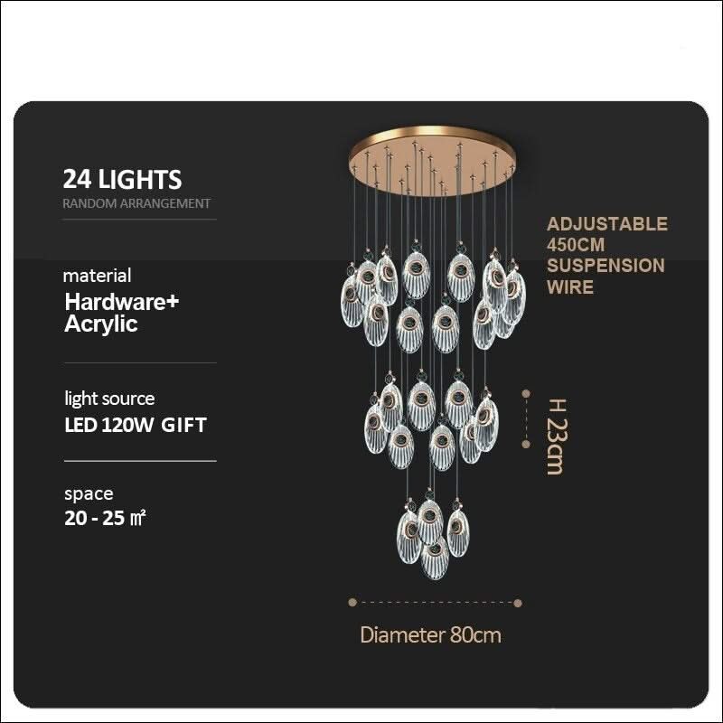 ChandeliersDecor.com-Staircase Chandelier-Crystal Shell Staircase Chandelier - Exquisite Lighting