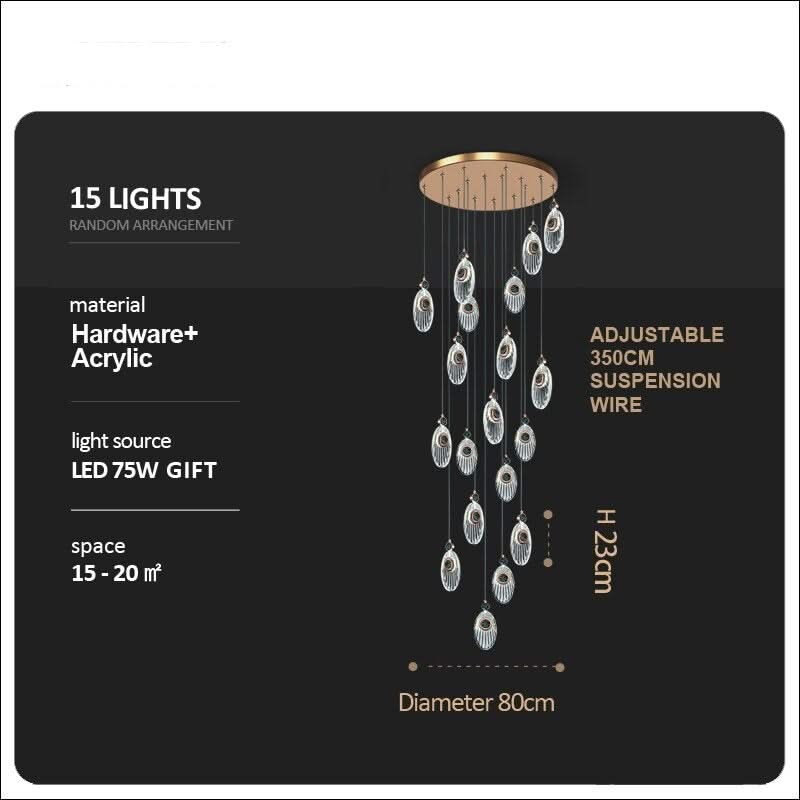 ChandeliersDecor.com-Staircase Chandelier-Crystal Shell Staircase Chandelier - Exquisite Lighting