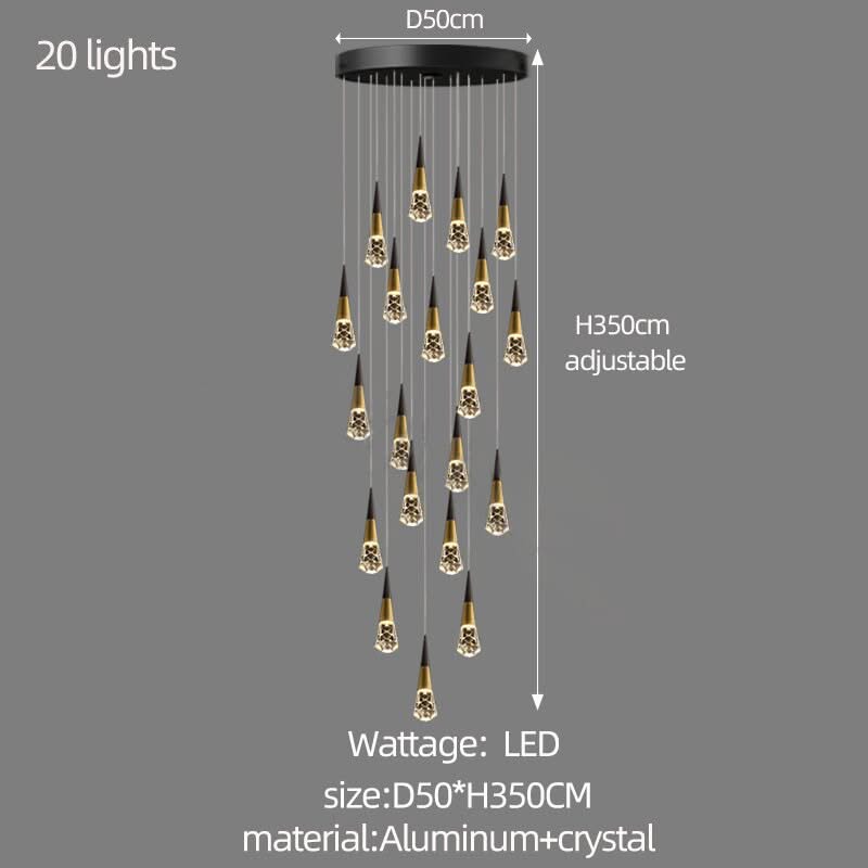 Crystal Spiral Cones Staircase Chandelier-ChandeliersDecor.com