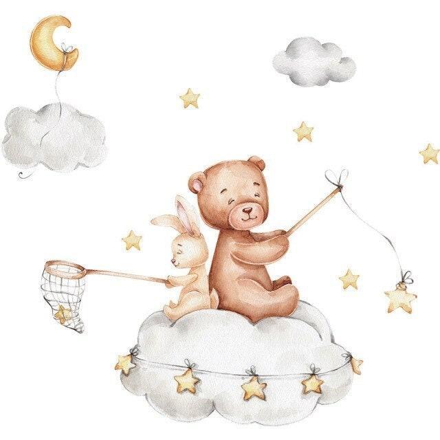 ChandeliersDecor.com-Home Decor Decals-Cute Bear Wall Stickers - Baby Boy Room Nursery Decor