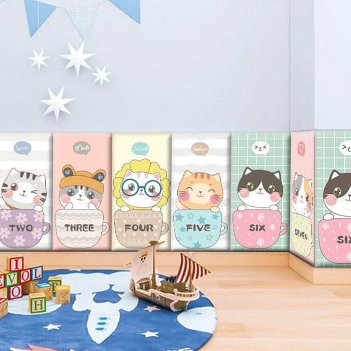 ChandeliersDecor.com-Padded Walls-Cute Kitten Friends Kids Wall Padded Safety Cushions