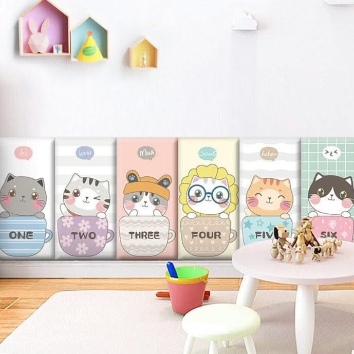 ChandeliersDecor.com-Padded Walls-Cute Kitten Friends Kids Wall Padded Safety Cushions