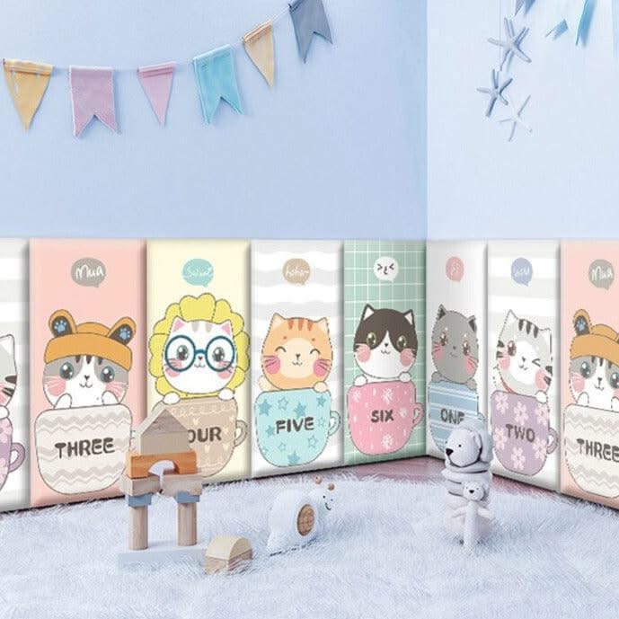ChandeliersDecor.com-Padded Walls-Cute Kitten Friends Kids Wall Padded Safety Cushions